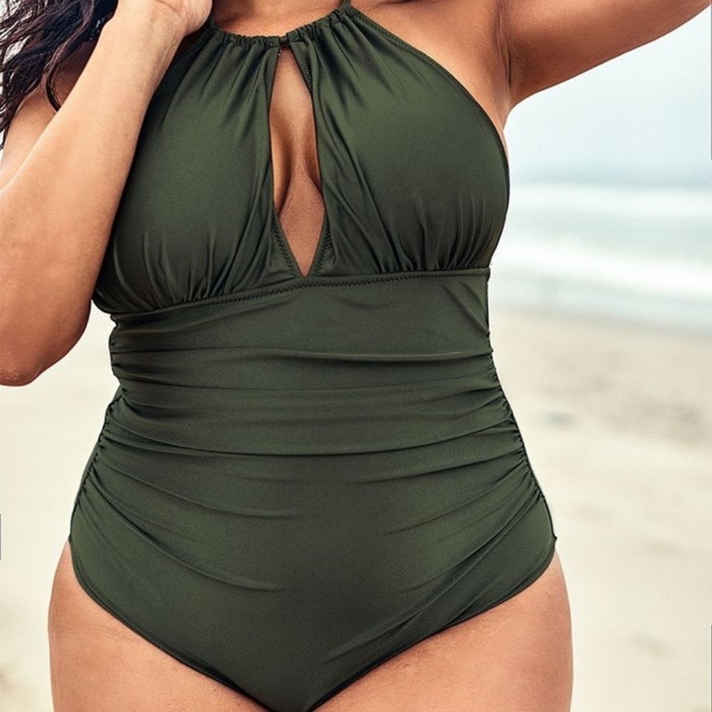 NWT Cupshe Olive Halter One Piece Swimsuit size 4X